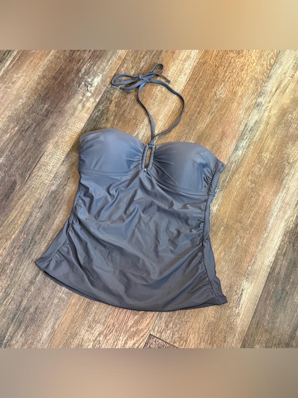 Gray Strapless Halter Tankini Top